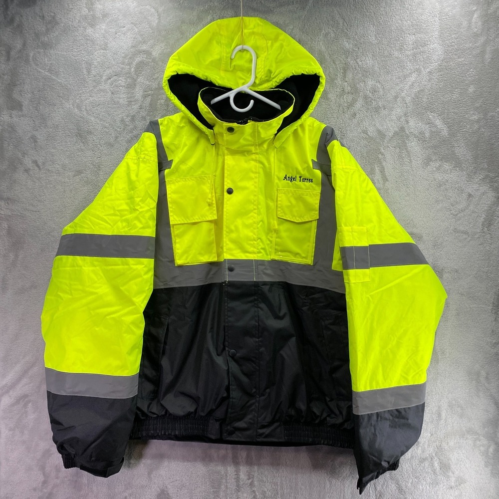 PIP Hi-Vis Yellow Safety Jacket 2XL ANSI 107 Class 3 Type R Fleece Lined